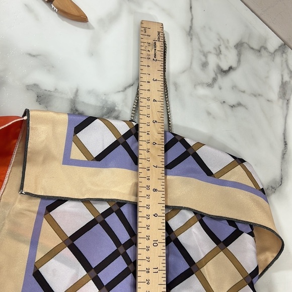 Y2K Fendas Tops Womens 36/S Orange Blue Check Scarf Tank Rhinestones Mixed Media - Picture 9 of 11